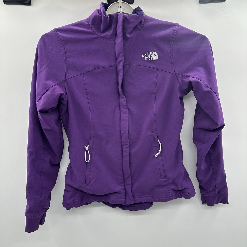The North Face Soft Shell Jacket Fleece Lined Women's Small Purple Full Zip READ